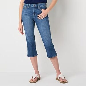 St. John's Bay Denim Capris-Medium Wash. Size 12. 5-pockets w/side slit at hem.